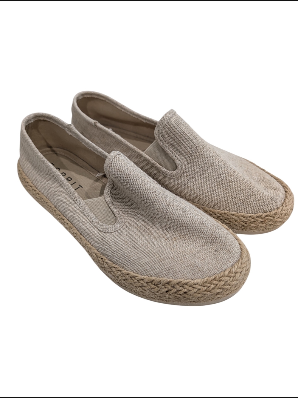 ESPRIT Womens 7M Beige Linen Espadrille Slip On Shoes Jute Flats Coastal